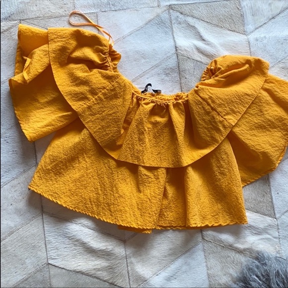 Zara Tops Zara Mustard Yellow Top Poshmark